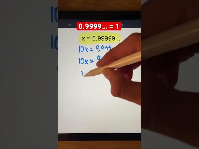 0.9 Repeating Equal to 1 Algebraic Proof | Fun Math JusticeTheTutor #shorts #maths #math