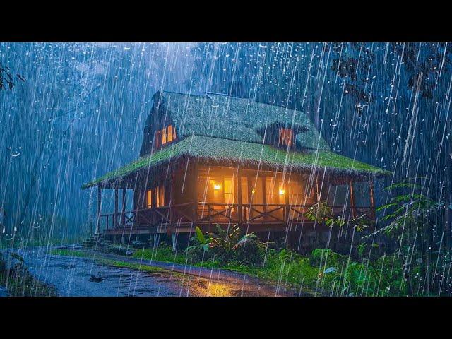 HEAVY RAIN for Deep Sleep and Relax in 2 minutes - Rain Sound and Thunder in the Forest at Night