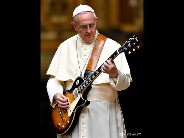 Pope plays a guitar solo #pope #guitar #klingai #ai #jimihendrix #shorts #clip #rock #guitarhero