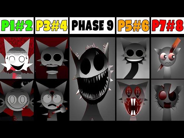 Phase 1 VS Phase 2 VS Phase 3 VS Phase 4 VS Phases 6-9 in Incredibox Sprunki versions