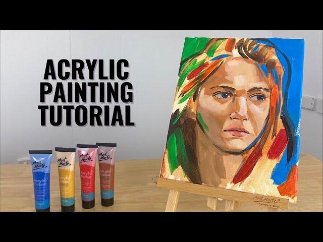 How to paint a Portrait with Acrylic Paints | BEGINNER FRIENDLY