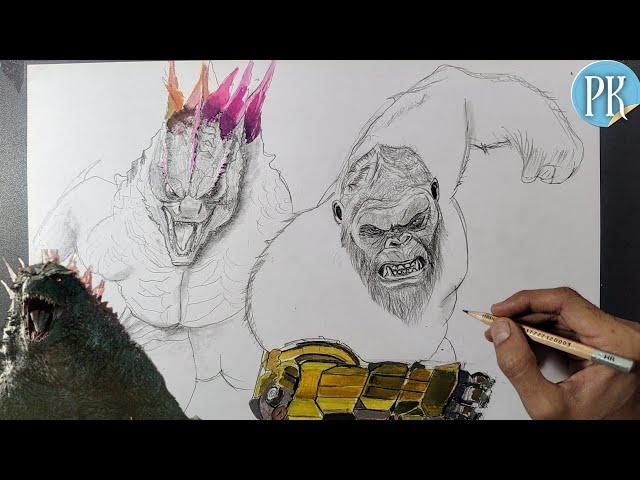 How to draw Godzilla x kong | new poster | outline and coloring