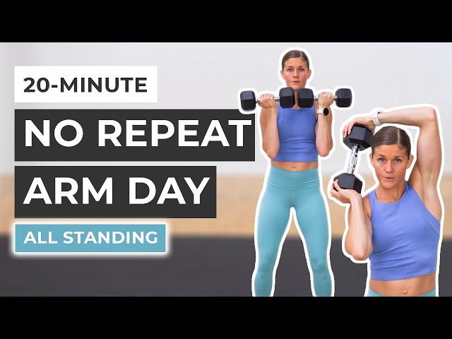 20-Minute Upper Body Dumbbell Workout (All Standing, No Repeats)