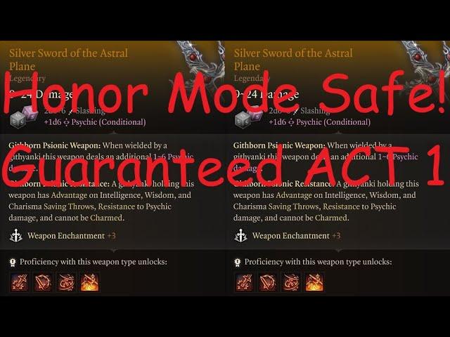 Honor Mode Safe Legendary Greatsword in Act 1 - Baldur's Gate 3