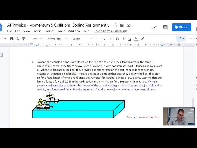 Modeling a fan cart on Glowscript