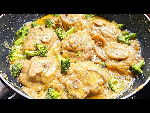 Creamy Chicken and Mushrooms with Broccoli