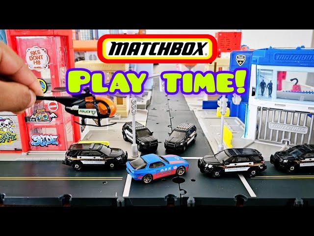 POLICE CAR CHASE!!!  Super Fun play time with Hotwheels and Matchbox Action Drivers city set.