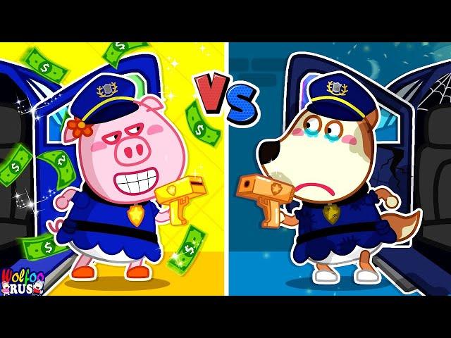 Rich vs Broke Полицейский, кто лучше? | Мультик для детей | Wolfoo Russian