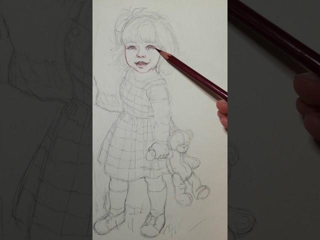 Drawing Timelapse - Little Girl - Illustrative Sketch Style