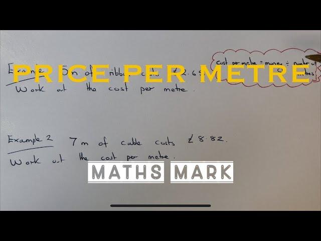 Price Per Metre. Finding the unit cost per metre of a length of ribbon, tape or cable.