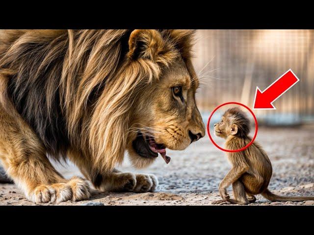 A MONKEY IS THROWN INTO THE LION'S CAGE. WHAT HAPPENS NEXT SHOCKED EVERYONE!