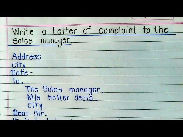 Write a letter of complaint to the sales manager ||  Letter in English || Letter for better deals