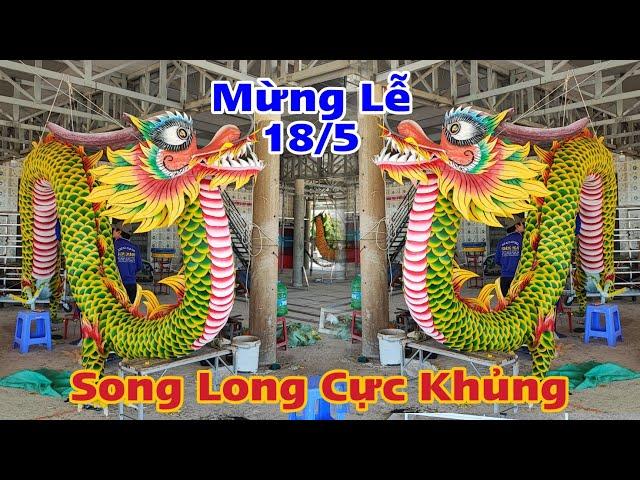 Ngỡ Ngàng Cặp Song Long Cực Khủng Làm Bằng Tre Xã Tân Hoà Mừng Lễ 18/5 Quá Đẹp | Trần Thiện Hoá