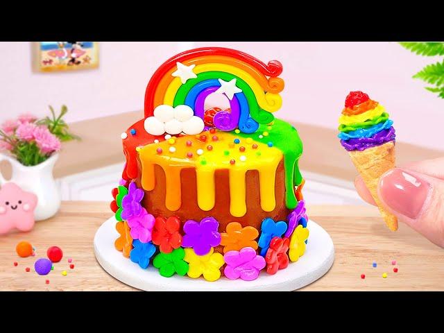 Creative Rainbow Buttercream Cake Best Mini Dessert Decorating Recipes | Little Cakery