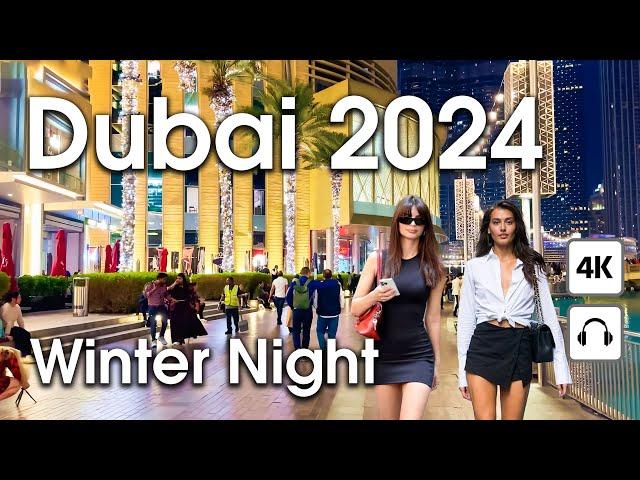 Dubai  Winter Night in Dubai With Lounge Music [ 4K ] Walking Tour