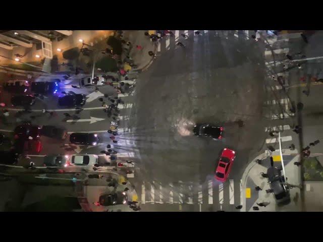 RAW: San Francisco Police Break Up Sideshow in Rincon Hill