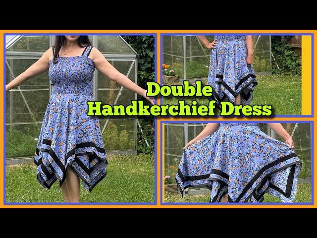 How to make DOUBLE HANKY HEM & Shirred DRESS (Cut & Sew)