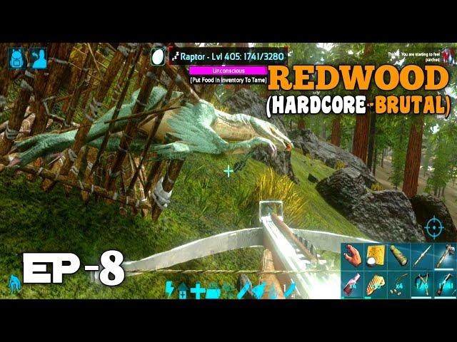 Ark Mobile Making Tranq Arrows And Taming Raptor Redwood Hardcore Brutal Survival Series (Ep - 08)