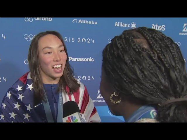 Arlington swimmer Torri Huske talks about gold win in 100m butterfly | NBC4 Washington