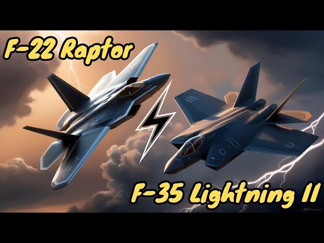 F-22 raptor vs F-35 Lightning II: Who's More Powerful? #fighterjets  #f22raptor #su57