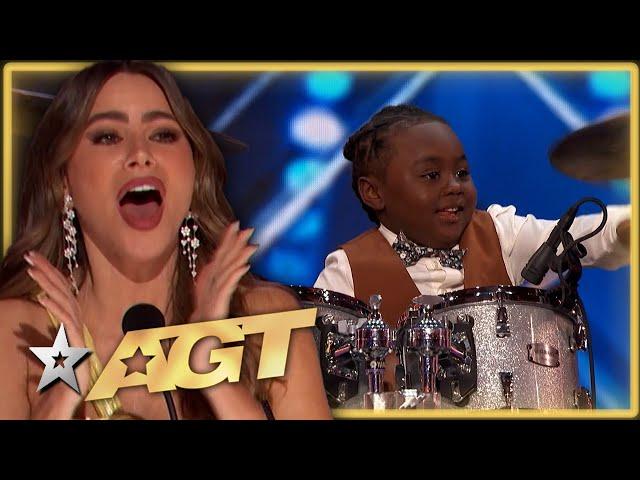 ADORABLE 5 Year Old Drummer CHARMS The Judges on America's Got Talent!