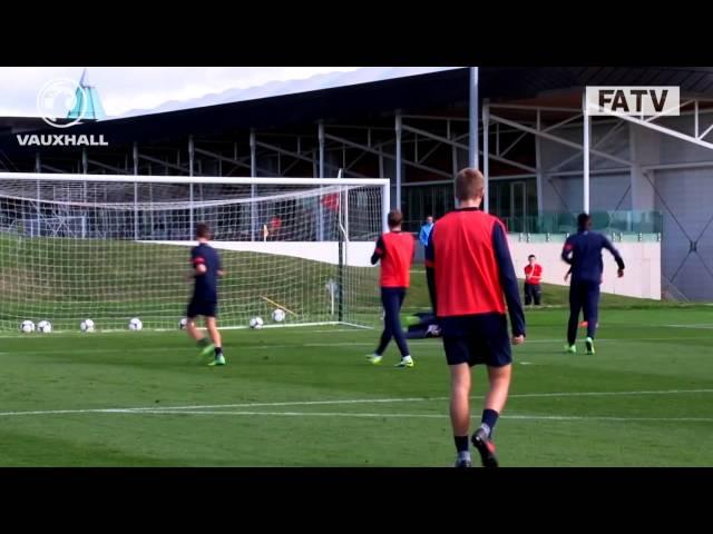 Spectacular goal from Manchester United's Michael Keane in EnglandU21s training