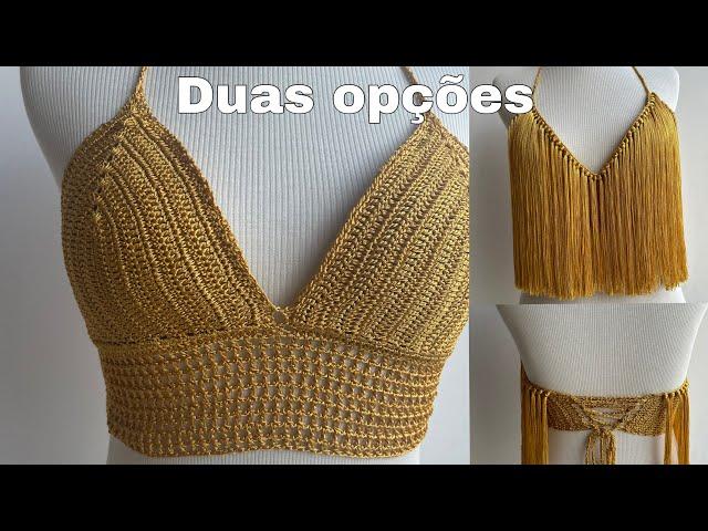 TOP CROPPED EM CROCHÊ. | versão sem e com franjas.