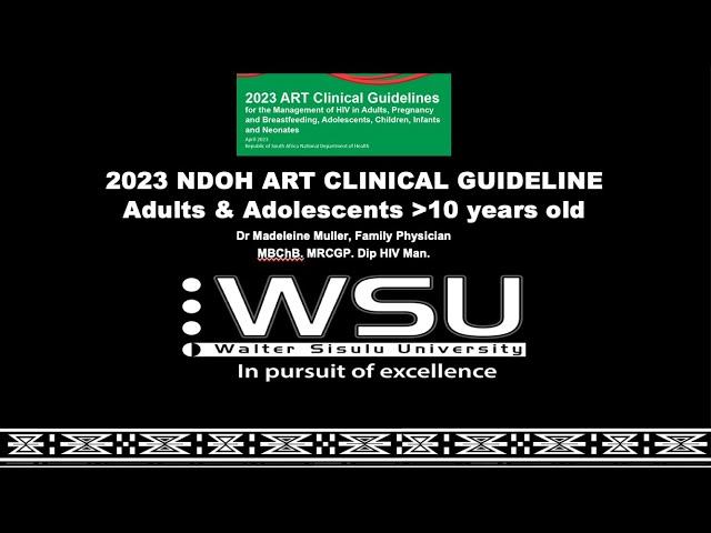 NDOH 2023 ART Guidelines Adults & Adolescents Dr Muller