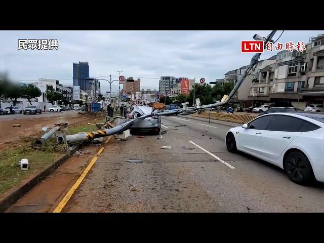 中市向上路死亡長下坡 大貨車撞6轎車失控翻車3傷(民眾提供)