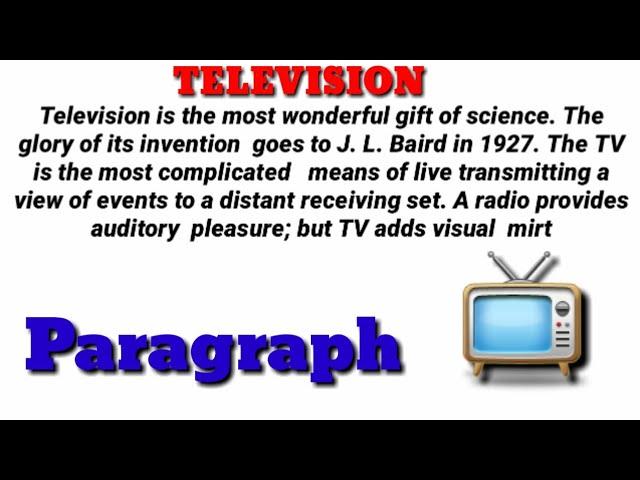 How to write a Paragraph on #Television (TV ) English