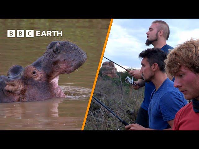 Unexpected Hippo Face Off During Fishing Trip | Fishing Impossible | BBC Earth Explore