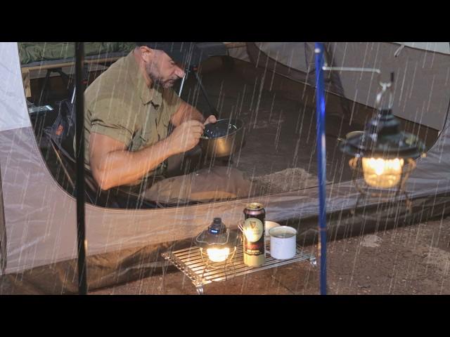 Solo CAMPING In HEAVY RAIN and STORM in Tiny House Tent | Relaxing ASMR