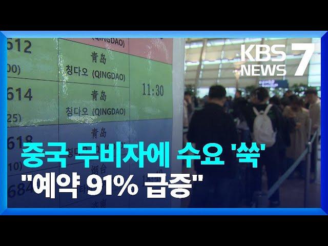 ‘중국 무비자’ 관광 업계 들썩…“예약 91% 급증” / KBS  2024.11.15.