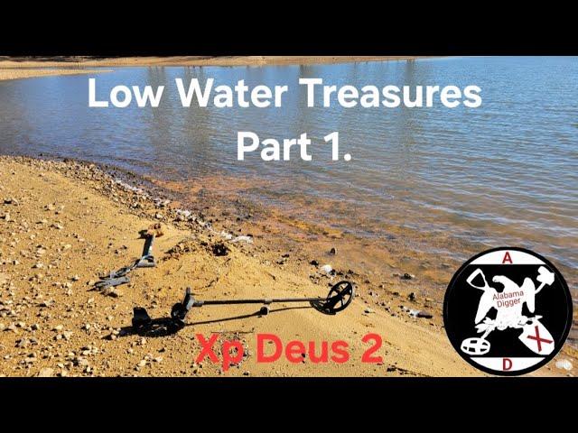 Low water Metal Detecting reveals secret treasure normally under water xp deus 2.  Part 1