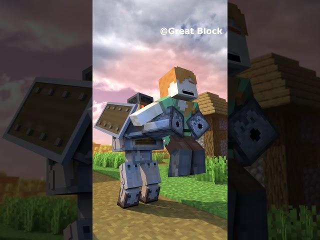 Super Golem fight Warden to save the village! #minecraft #animation #minecraftanimation