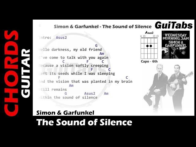 THE SOUND OF SILENCE  - Simon & Garfunkel ( Lyrics - GUITAR Chords - Karaoke )