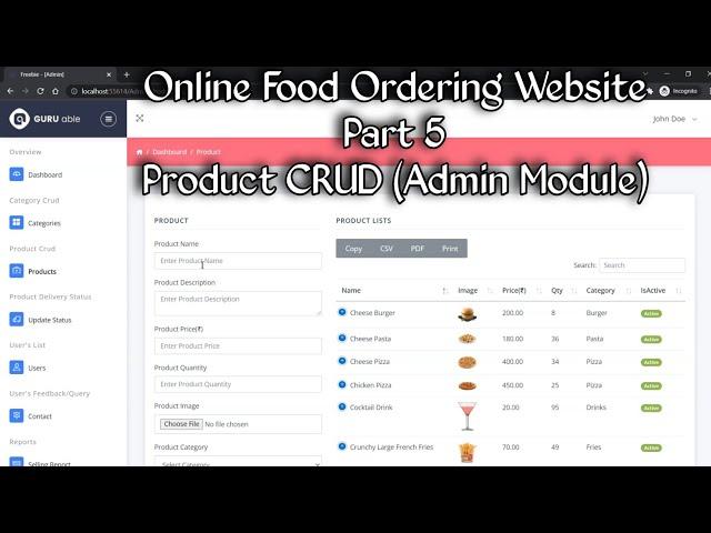 Online Food Ordering Website in ASP.Net C# Part 5 | Create,Read,Update,Delete Product in Admin Panel