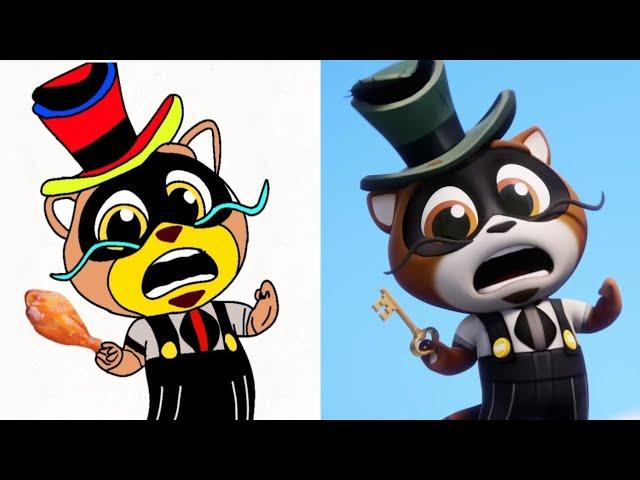 Talking Tom Hero Dash Funny Drawing Meme । Raccoon Invasion Drawing Meme।