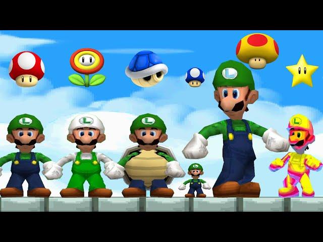 New Super Mario Bros DS All Luigi Power Ups (No Damage)