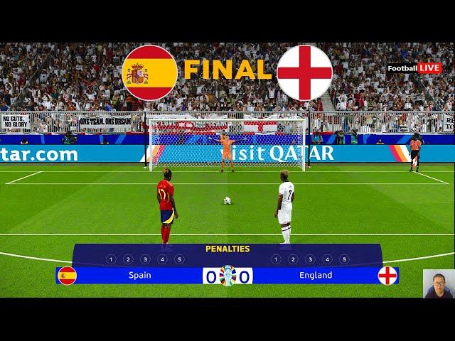 SPAIN Vs ENGLAND - Penalty Shootout | Final UEFA Euro 2024 | Yamal vs Saka | PES Gameplay