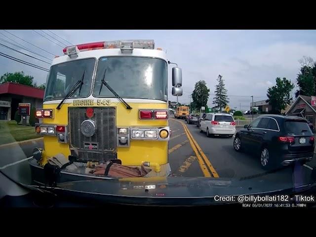 Fire truck rams car for not giving way | Bad Driving Dash Cam