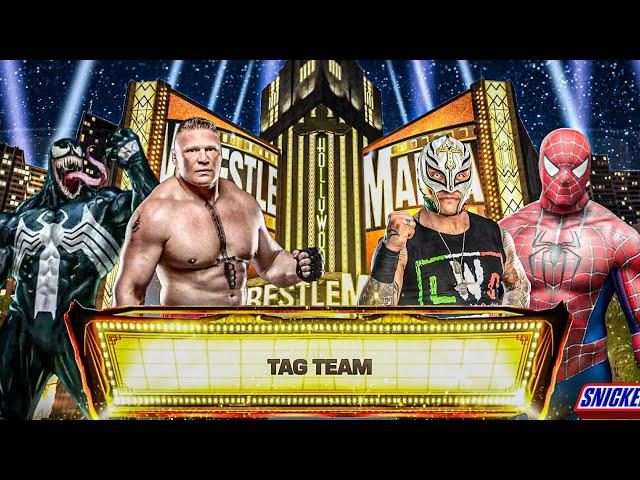 Rey Mysterio & Spiderman Vs Brock Lesnar & Venom - Tag Team Match | WWE Wrestlemania