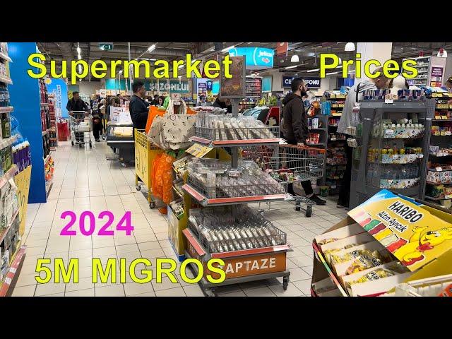 Current prices in Turkish supermarkets: 5M Migros tour in Alanya Turkey 2024