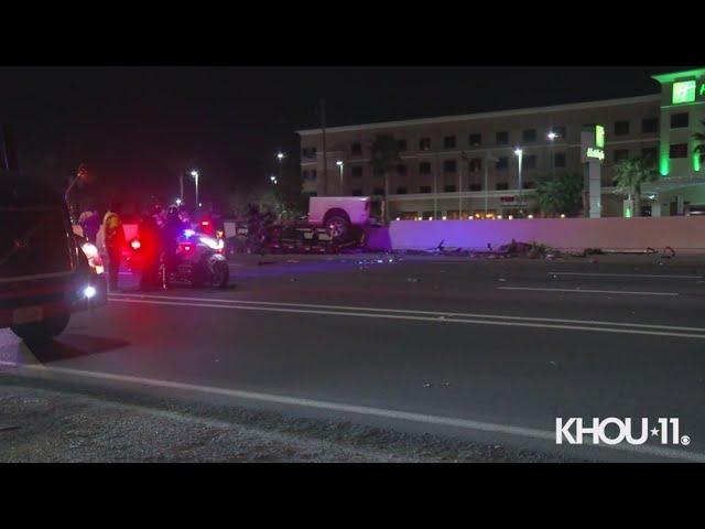 Raw Video: Man fixing trailer on I-10 East fatally struck near Channelview