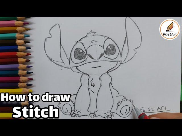 How to draw stitch step by step & easy for beginners