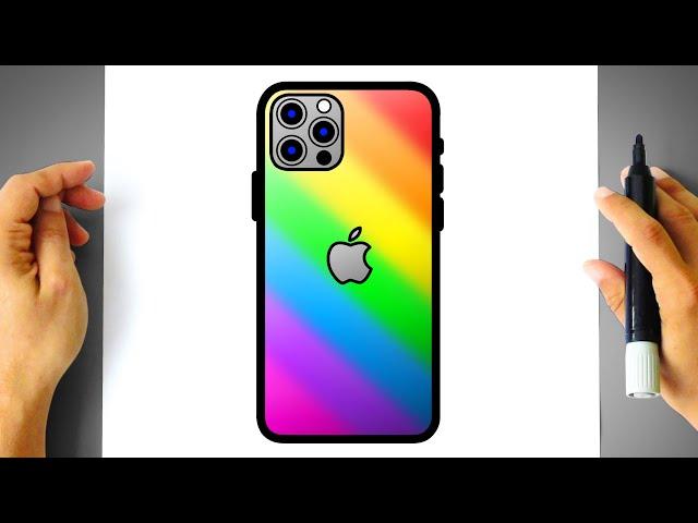 How to DRAW APPLE IPHONE - step by step - Draw and Color