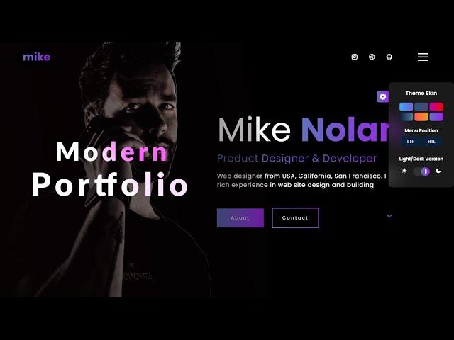 Amazing modern portfolio website using simple Html, Css and Javascript only