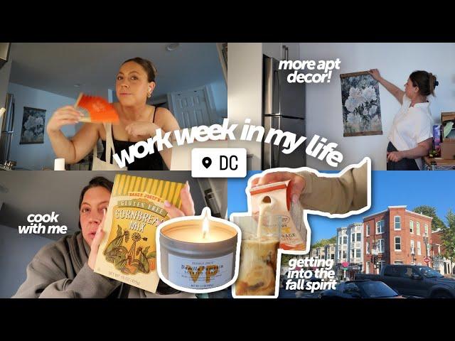 work week in my life in DC vlog! more apartment updates, fall baking, office outfits, wedding prep!