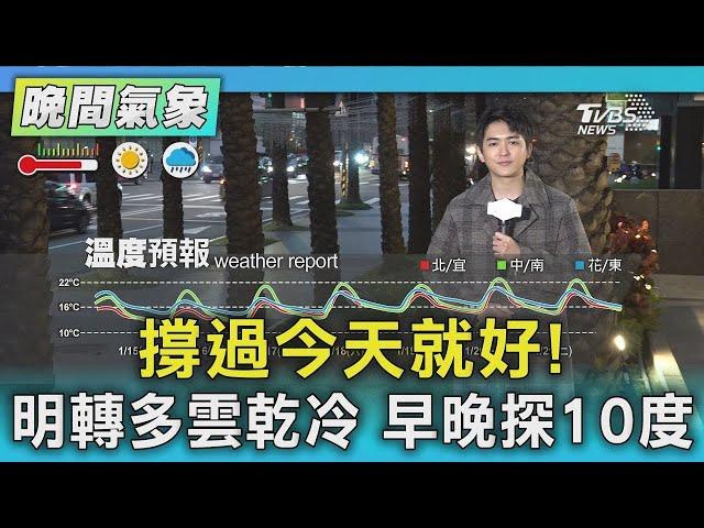 撐過今天就好! 明轉多雲乾冷 早晚探10度｜氣象主播 吳軒彤｜TVBS氣象站｜TVBS新聞20250115