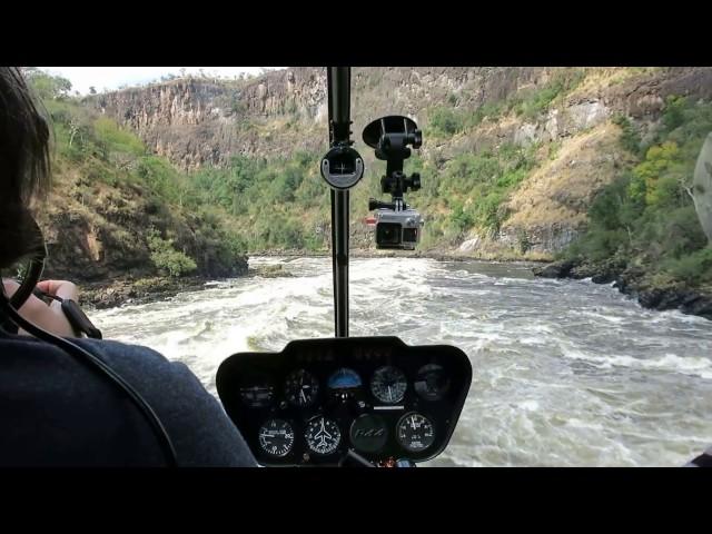 Victoria falls flight down gorge in helicopter, Apr 2017